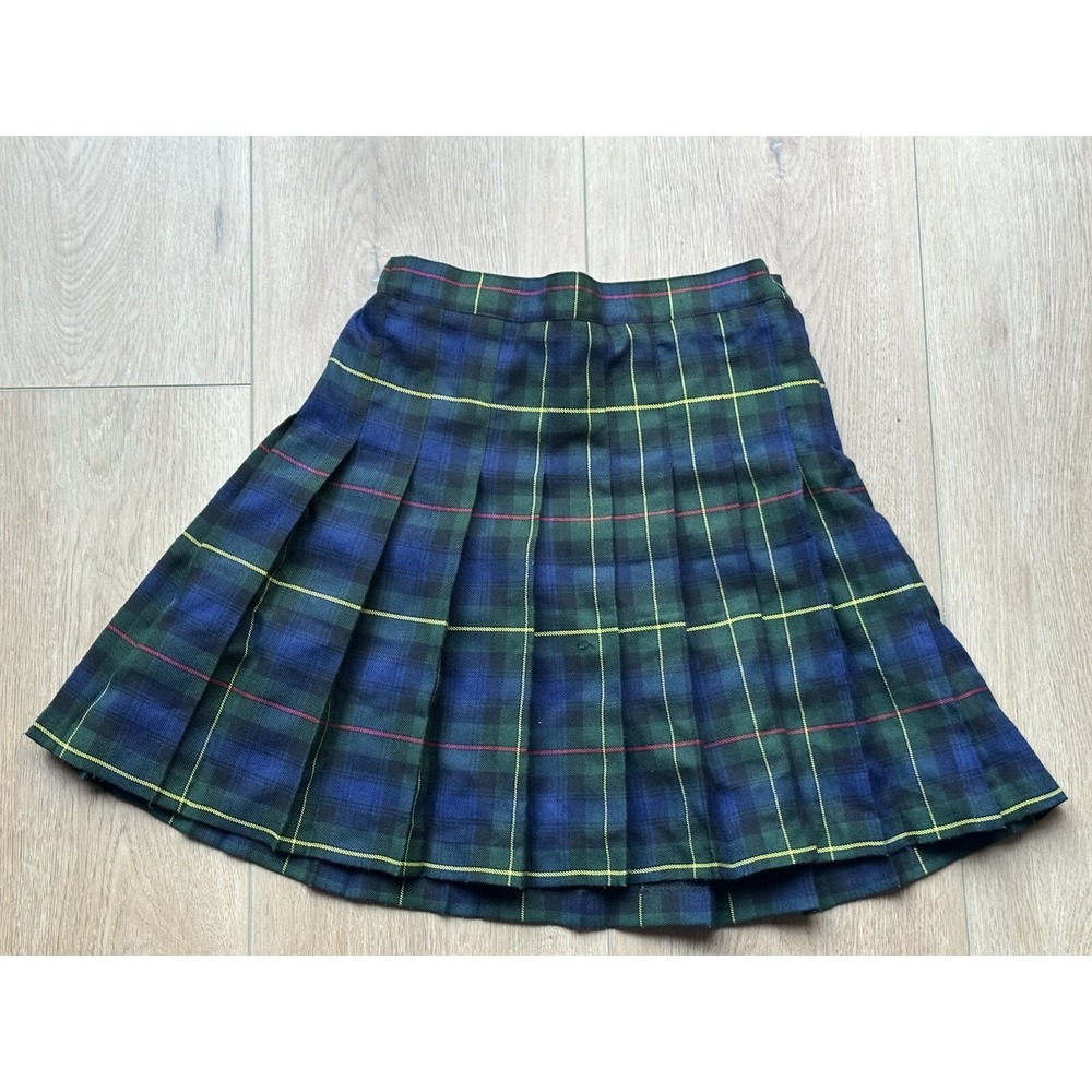 IZOD Size 7 Golf Skort Plaid Green Tartan Style Skirt Juniors Petites Pleated